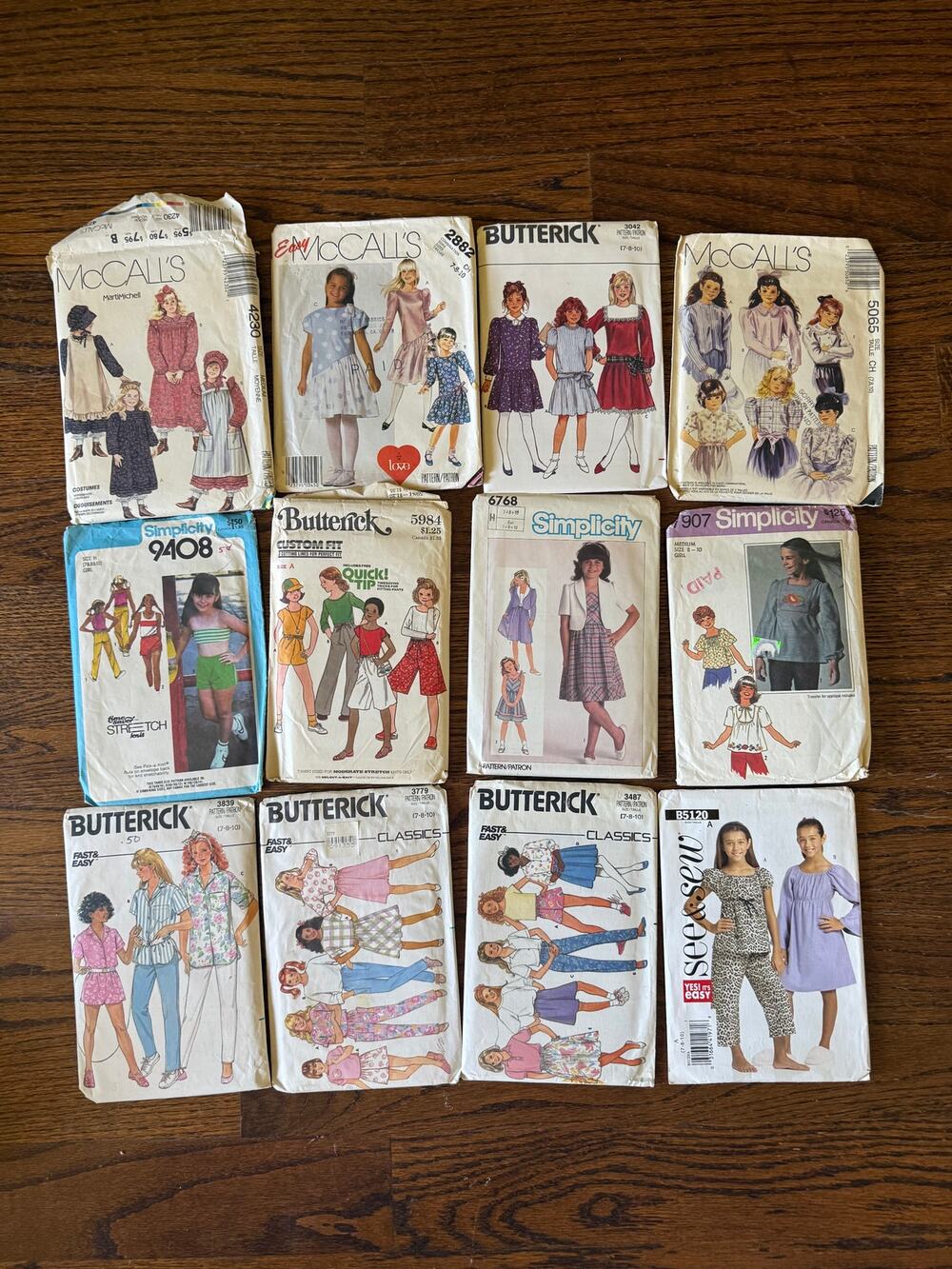 12-Piece LOT Girls Sz10 Vintage 70s 80s 90s Y2k Sewing Patterns Dress PJ Costume